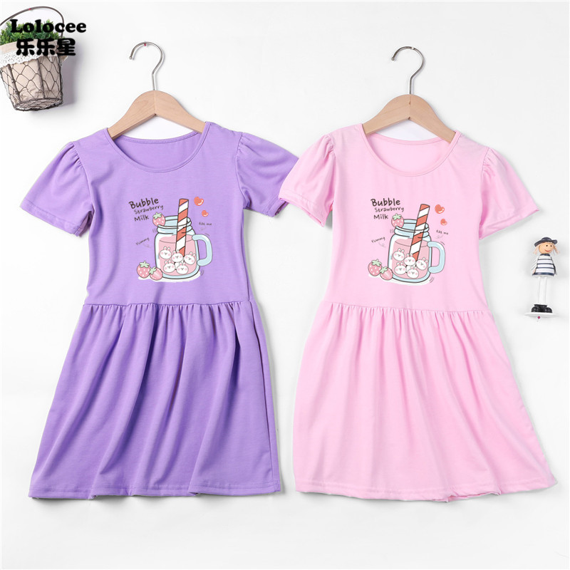 Summer Clothing For Teen Girls - 3-14Y Teens Girls Strawberry Juice Dresses