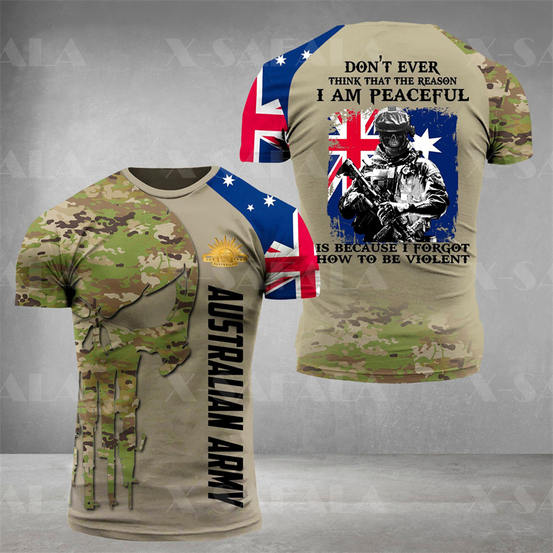 Summer Clothing Australia - Australia Flag Skull Graphic T Shirt