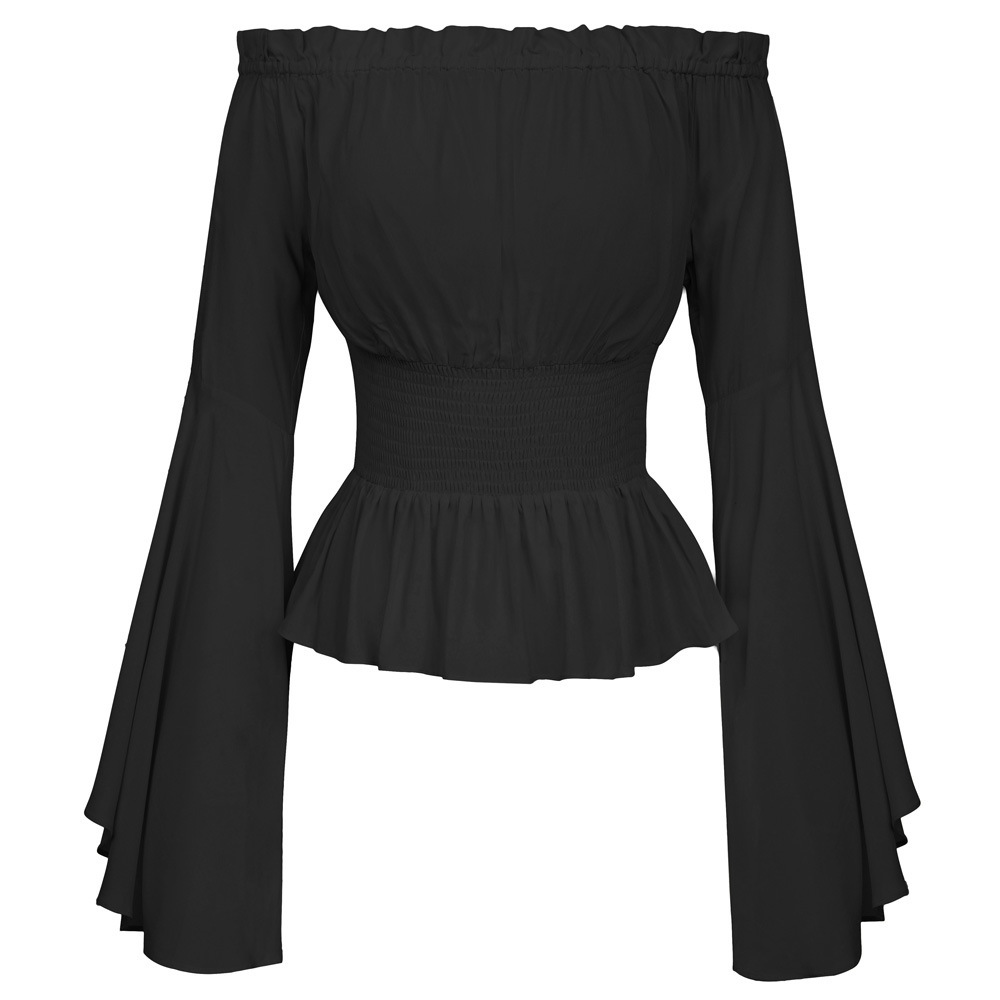 Summer Renaissance Clothing - Goth Slim Shirt Flared Long Sleeve