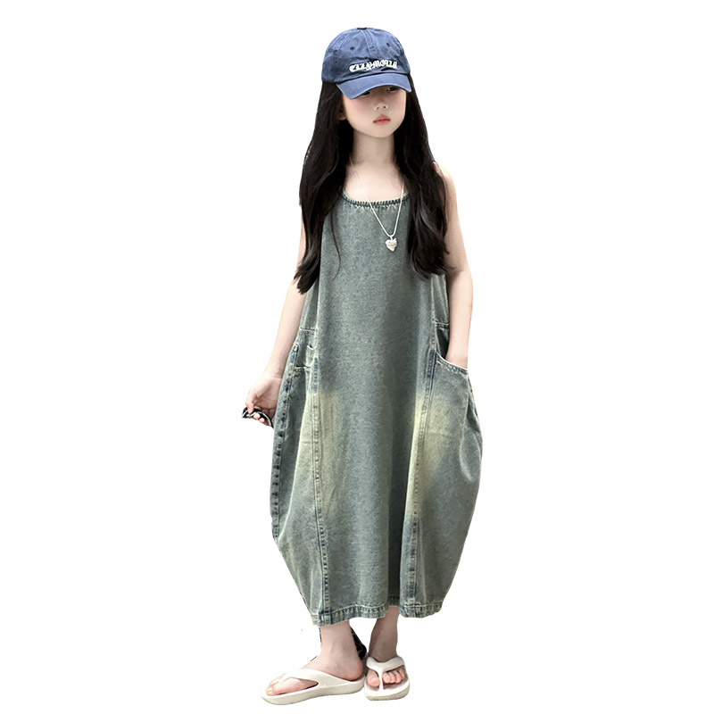 Summer Clothing Kids - Vintage Blue Children Girls High Quality