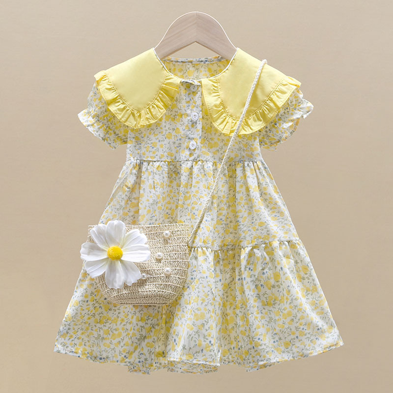 Summer Clothing For Teen Girls - 2PCS Summer Yellow Floral Child Little