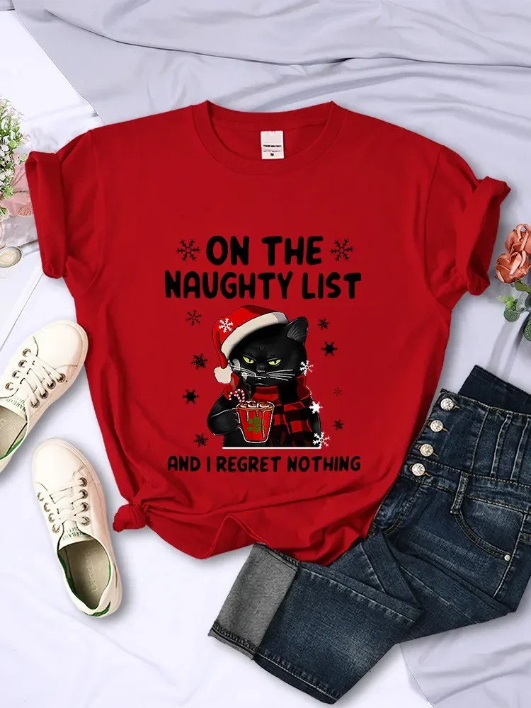 Summer Clothing List - CHRISTMAS Female T-Shirts SANTA CAT ON