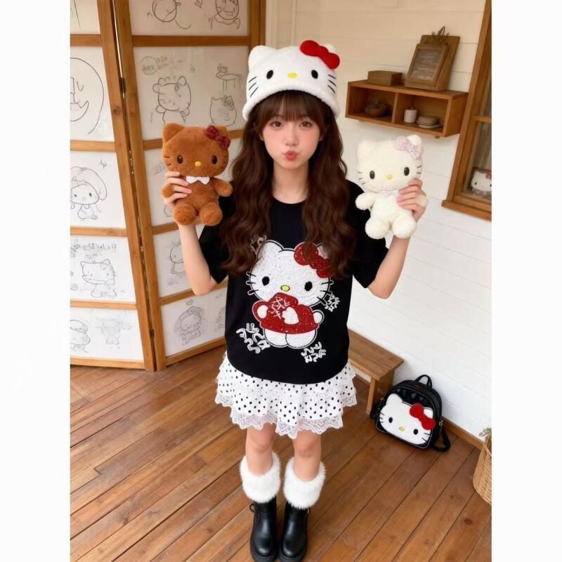 Cute Short-Sleeved Hello Kitty - đánh giá và giá Summer Clothing Petite